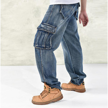 Calça jeans masculina solta hiphop e skate, nova calça estilo baggy hip-hop, 2018 2024 - compre barato