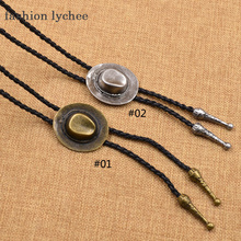 fashion lychee Vintage Indian Cap Shape Sythentic Leather Belt Bolo Necktie Necklace Western Cowboy Bola Tie Men Jewley Gift 2024 - buy cheap