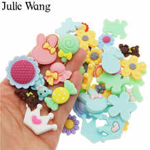 Julie Wang 20 pcs Aleatoriamente Mix de Flores de Resina Doce Arco-nó Cabochon Charme Fazer Jóias Acessório Atacado Telefone de Casa decoração 2024 - compre barato