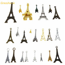 GraceAngie 10pcs Zinc Alloy Eiffel Tower Charm Mix Shape Color Pendant Jewelry Accessories Women Bag Decor DIY Crafts Making 2024 - buy cheap