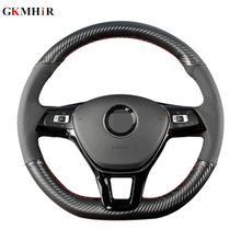 GKMHiR DIY Black Carbon Leather Car Steering Wheel Cover for Volkswagen VW Golf 7 GTI Golf R MK7 VW Polo GTI Scirocco 2015 2016 2024 - buy cheap