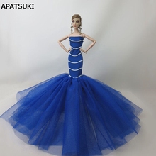 Голубая одежда русалки для куклы Барби, платья рыбий хвост, свадебное платье для куклы Барби, одежда 1/6, платья ручной работы Vestidoes 2024 - купить недорого
