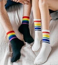 Men's Cotton Comfortable Socks Harajuku Street Rainbow unisex Socks 2024 - buy cheap
