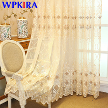 European Luxury Special Embroidered Dark Blue Curtain For Living Room Bedroom Decor Gold Lace Sheer Voile Window Drapes M072D3 2024 - buy cheap