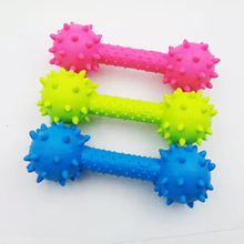 Dog Toys Pets Puppy Dogs Chewing Toy Rubber Thorn Barbell Bone Grind the Teeth Dog Laugh Face Random Color 2024 - compre barato