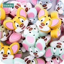 Bopoobo 5pc Silicone Dentição Beads Cadeia Chupeta Bpa Grau Alimentício Livre Diy Newborn Mini Rato Dos Desenhos Animados Cabeça De Silicone Bebê Mordedor 2024 - compre barato