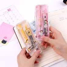 1 Set Math Geometry Metal Compasses With Pencil Cartoon Couples School Office Student Geometric Stationery Supplies 2024 - buy cheap