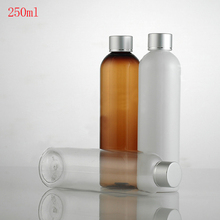 Botellas de plástico PET para champú, botella de plástico transparente para champú, con cubierta de aluminio en espiral, color blanco, marrón, 30 Uds., 250ml 2024 - compra barato