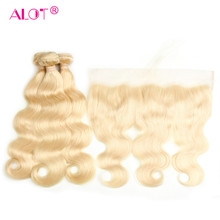 Alot 613 Honey Blonde Body Wave Hair Bundles With Frontal Non Remy Human Hair Weaving With Frontal Transparent Lace 2024 - buy cheap