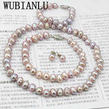 WUBIANLU Purpel Pearl Necklace Sets Fish Clasp 7-8mm Necklace 18 Inch Bracelet 7.5 Inch Earring Women Jewelry Making Design 2024 - buy cheap