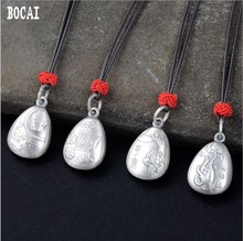 Retro bergamot lotus amulet pendant S990 solid sterling silver heart pendant sweater chain ladies pendant 2024 - buy cheap