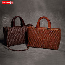 Bolsa feminina de couro legítimo, bolsa feita a mão estilo vintage 2024 - compre barato