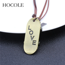HOCOLE Rock Punk Style Vintage Leather Necklace Handmade Long Chain Unique Design Jewelry For Men Skateboard Pendant Necklace 2024 - buy cheap