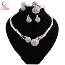 Women Jewelry Sets Gold Color Dubai Necklace Earrings Bracelet Ring in Nigerian Wedding Set Bridal Crystal Turkish Jewelry 2024 - buy cheap