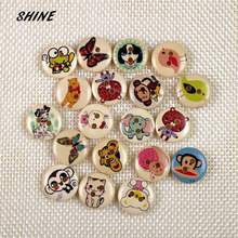 SHINE Wooden Sewing Buttons Scrapbooking Round Mixed Two Holes Pattern 15mm Dia. 50 PCs Costura Botones bottoni botoes 2024 - buy cheap