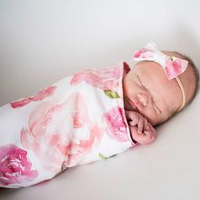Newborn Photography Prop Baby Blankets Printed Newborn Infant Baby Boys Girls Sleeping Swaddle Muslin Wrap +Headband 2PCS 2024 - buy cheap
