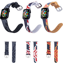 Урожай США Национальный Силиконовый браслет с флагом для наручных часов Apple Watch 38/42 мм, ремешок серии, версия 1, 2, 3, ремешок с рисунком звезды и полосы браслет для наручных часов iWatch 2024 - купить недорого