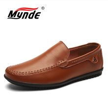 MYNDE Brand Mens Casual Shoes Big Size Handmade Split Leather Men Flats Slip-On Men Loafers Moccasins Male Designer Footwear 2024 - buy cheap