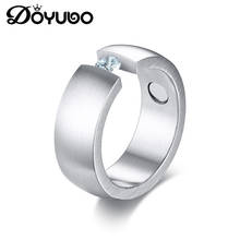 DOYUBO-anillo de acero inoxidable con diseño de piedras para hombre, joyería de Zirconia cúbica con imanes, accesorios para hombre, DA073 2024 - compra barato