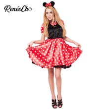 Halloween costume women Retro Miss Mouse Costume Movie TV Character Cosplay Female Dot Print Christmas Dress 2018 Adult Costume 2024 - buy cheap