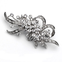 Vintage Style Rhodium Silver Plated Clear Rhinestone Crystal Decorative Bow Knot Brooch Pin 2024 - buy cheap
