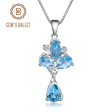 Женское ожерелье с подвеской GEM'S BALLET 3.34Ct, натуральный Швейцарский Голубой Топаз, серебро 925 пробы, свадебные ювелирные украшения 2024 - купить недорого