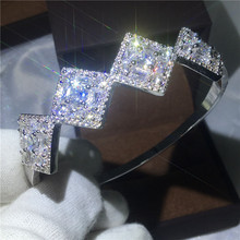 2017 pulsera de corte de princesa de moda 5A zirconia cúbica de oro blanco relleno brazalete de compromiso para mujeres accesorios de boda 2024 - compra barato