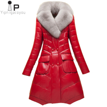 Winter Women PU Leather Coat High Quality Long Warm Down Jacket Plus Size Faux Leather Jacket Fox Fur Collar Ladies Parkas 4XL 2024 - buy cheap