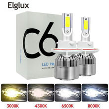 Elglux-lâmpada automotiva de led, h4, h7, h1, h11, 9005, 9006, super clara, 72w, 8000lm, 3000k, 4300k, 6000k, 8000k, 12v 2024 - compre barato
