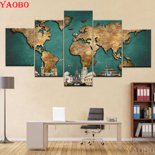 Полностью квадратная круглая Алмазная картина художественный дизайн карта мира в Париже комбинация 5D DIY Вышивка Мозаика Декор 5 шт 2024 - купить недорого