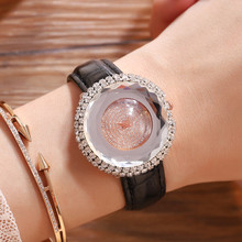 Relojes de diamantes de marca de lujo para mujer, pulsera de cuarzo con esfera grande de oro rosa, de cuero, a la moda, regalo de vacaciones, 2019 2024 - compra barato