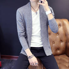 2020 Fall  men pure cardigan sweater thin v - neck sweater The tide of cultivate one 's morality sweater 2024 - buy cheap