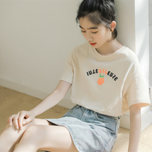 harajuku kawaii tshirt women tops 2022 summer korean style fashion sweet vintage print fruit letter friends white t shirt women 2024 - buy cheap
