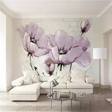 beibehang Custom wallpaper murals beautiful purple flowers Nordic minimalist TV background wall papers home decor 2024 - buy cheap