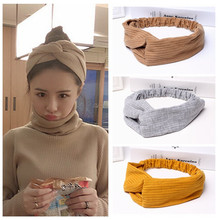 Women's Stretch Cross Fabric Cute Headband Knitted Suede Korean Version Of The Elastic Hair Band Fashion Simple Hair Accessories 2024 - buy cheap