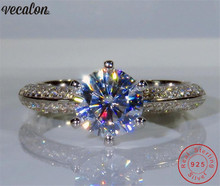 Женское Обручальное Кольцо Vecalon solitaire, обручальное кольцо из 100% настоящего серебра 925 пробы с микро покрытием AAAAA, ювелирные изделия на палец 2024 - купить недорого