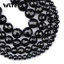 WLYeeS Hight Quality Faceted Black Glass Beads 6 8 10 12mm Round Loose Space Beads For Jewelry Bracelet necklace Making DIY Ball 2024 - buy cheap