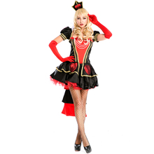 Queen of Hearts Fancy Dress New Halloween Carnival Alice In Wonderland Cosplay Costume Women Sexy Short Sleeve Ball Gown A158594 2024 - buy cheap