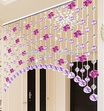 Frete grátis 1 conjunto decoração para casa porta sala divisor de vidro cristal frisado e fios de flor cortina estilo arco 2024 - compre barato