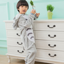 Grey Totoro Pajama Suit Kids Animal Onesie Winter Flannel Sleepwear Hooded Anime Kigurumi Cosplay Costume Party Cute Fantasy 2024 - buy cheap