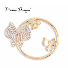 Vinnie дизайн ювелирных изделий Золотой Цвет 3D кристалл монета с бабочкой диск для 35 мм кулон ожерелье 2024 - купить недорого