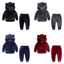 Conjunto de ropa para niños y niñas, jersey de manga larga con capucha y pantalón largo, 2 uds. 2024 - compra barato