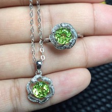 Natural peridot jewelry set, good fire, fine workmanship, suitable for stable women, 925 silver 2024 - buy cheap