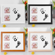 New Three Grid Baby Handprint Footprint Wooden Photo Frame with Stamp Ink Pad Baby Decor Gift Kids Imprint Hand Inkpad Souvenirs 2024 - buy cheap