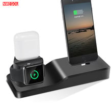 Base de carga 3 en 1 para Iphone, soporte de escritorio de silicona para Apple Watch, Airpods, X, XR, XS, Max, 7, 8, 6 Plus 2024 - compra barato