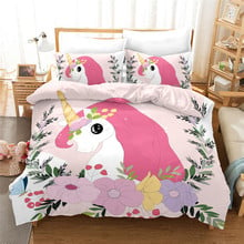 3D Cartoon Bedding set Single Unicorn Duvet Set Kids Bedclothes Twin size bed set Free Shipping 2024 - buy cheap