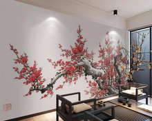 beibehang Custom wallpaper Chinese painting plum blossom TV background wall home decoration living room bedroom 3d wallpaper 2024 - buy cheap