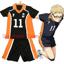 Haikyuu Karasuno Tsukishima Cosplay High School Uniform Jersey Costume Tsukishima Kei Number 11 T-shirt and Pants 2024 - buy cheap