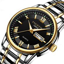 Relógio luxuoso masculino com calendário, data week, relógio luminoso de quartzo para homens de negócios, aço inoxidável à prova d'água 2024 - compre barato