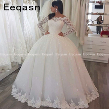 Vestido de Noiva Gorgeous Wedding Dresses 2020 Puffy Long Sleeve Ball Gown Arabic Lace Bridal Wedding Gown Vintage 2024 - buy cheap